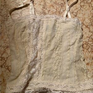 Vintage Y2K Baby Phat Lace Cami Tank top Sexy Yellow Sheer Small mighty